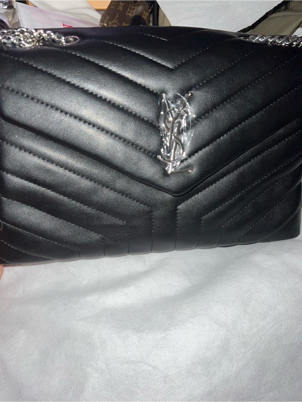 Black Chevron Quilted Leather Crossbody Bag